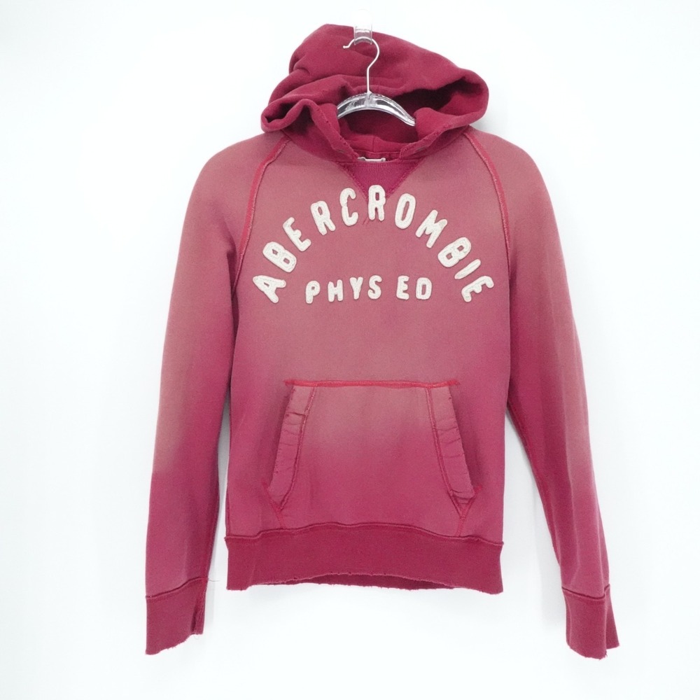 Vtg Abercrombie Fitch‎ Hoodie Mens Medium Red Sun Faded Distressed Y2K Phys Ed
